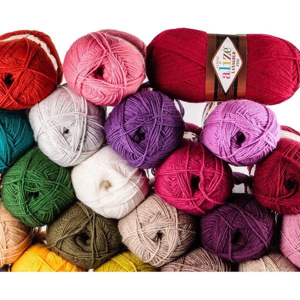 Alize LANAGOLD FINE wool and acrylic, сhoose colour hand knit yarn, blend yarn autumn winter yarn, soft and warm yarn, knitting crochet yarn