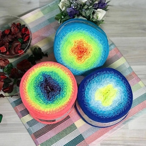 250g katoengaren YarnArt Flowers Levendige katoenen handgebreide zomergaren taartgaren sportgaren magische gradiëntgaren sjaal veelkleurig garen regenboog