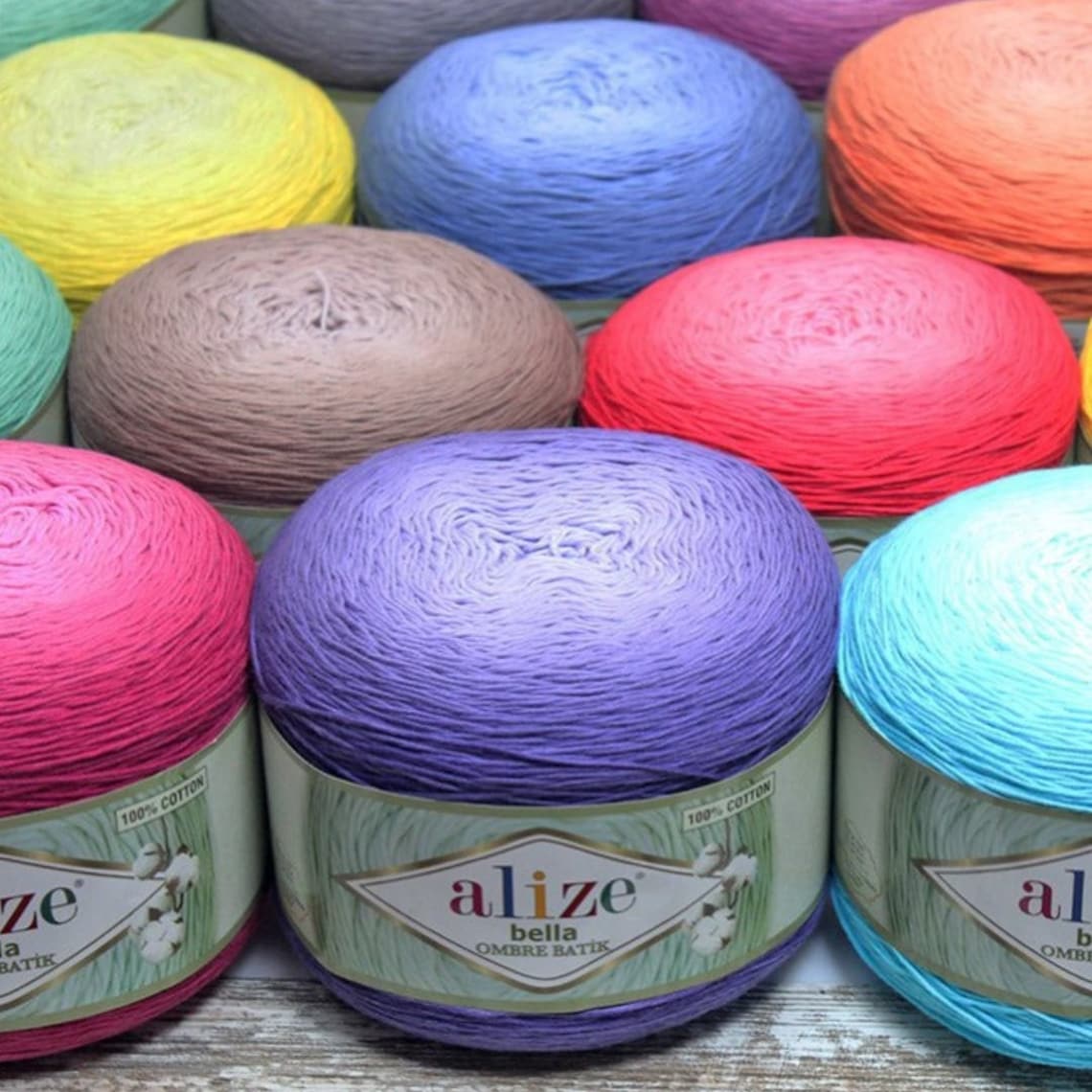 250g Pure Cotton yarn Alize Bella Ombre Batik baby cotton yarn Etsy