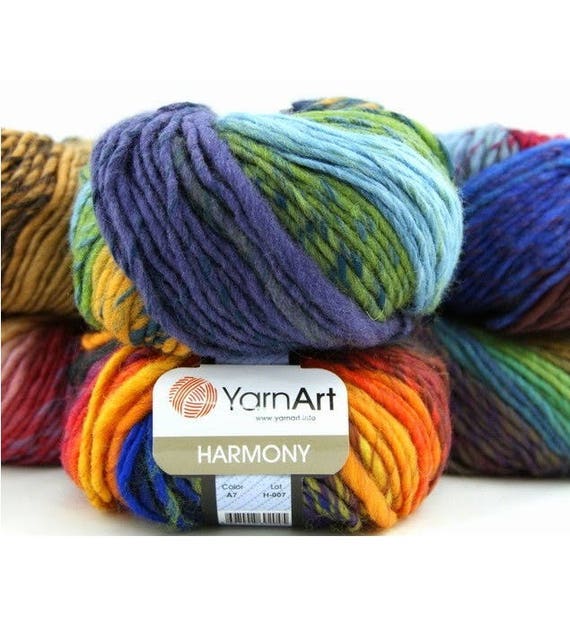 Wool acrylic yarn, soft blend yarn YarnArt Harmony, gradient yarn, knitting crochet magic yarn, multicolour yarn striped yarn, for snud hat