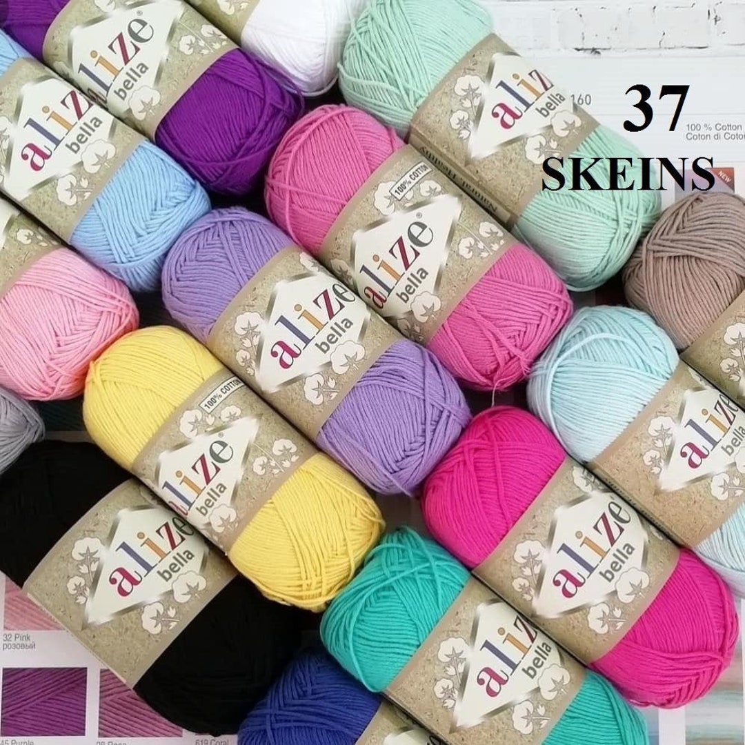 37 Skeins 37x50g 100 Cotton Yarn, Alize Bella, Baby Cotton Yarn, Soft