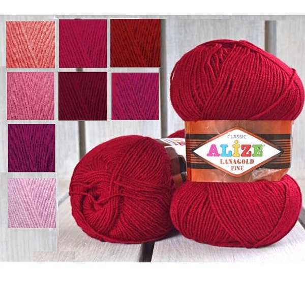 Choose colour Alize LANAGOLD FINE, hand knit yarn wool and acrylic, blend yarn, autumn winter yarn, soft and warm yarn for knitting crochet