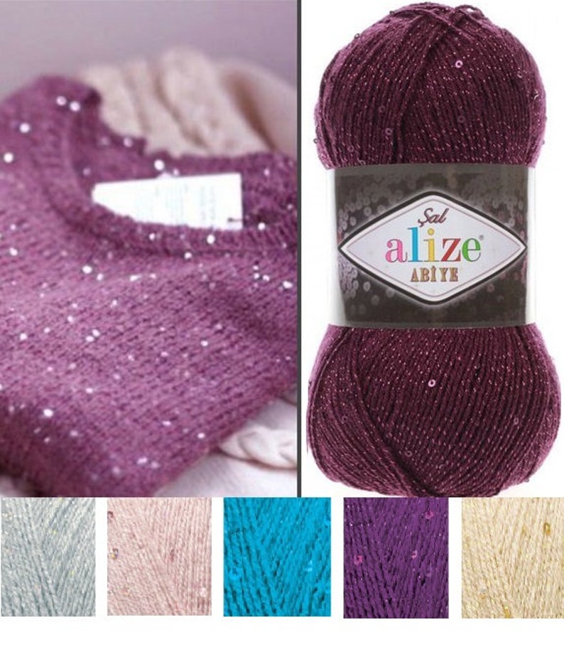 Alize Sal Abiye sequins yarn sparkle glitter yarn metallic Etsy