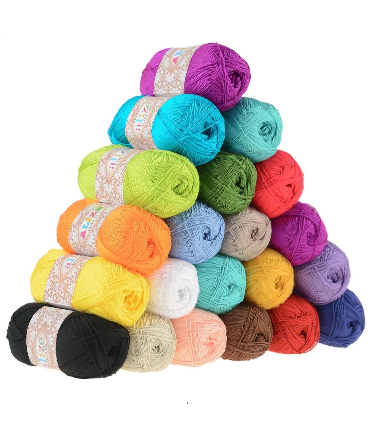 Multicolored Yarn for Crocheting - Microfiber Silk & Acrylic Yarn for Crocheting & Knitting - Lightweight & Soft Alize Diva Batik Mercerized for