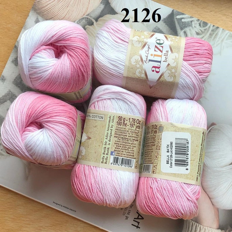 100 Cotton yarn Alize Bella Batik baby cotton yarn soft Etsy