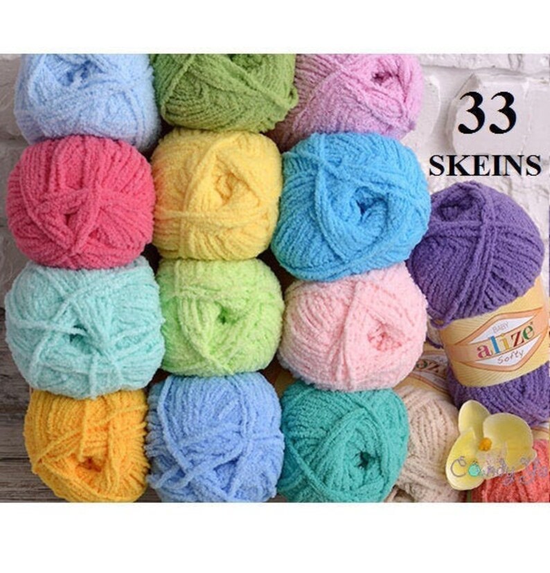 33 Skeins 33x50 Grams Fluffy Yarn Alize Softy Baby Etsy