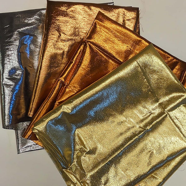 Tissue Lame Fabric in Metallic Colors, Gun Metal, Gold, Copper, Bright Copper & Rose Gold, by the Yard and Bag of Scraps*