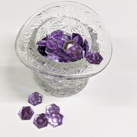 Sew on Gems 20mm, Hexagonal Shape Acrylic Lavender With Silver