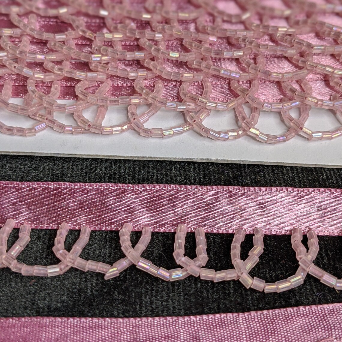 Bugle Beaded Looped Fringe Trim by the yard Aurora Borealis Etsy