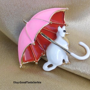 KATZEN BROSCHE, weiße Katzen Brosche, Tier Brosche, weißer Emaille Schmuck, Broschen für Frauen, Vintage Schmuck, Katzenschmuck, Emaille Katze Pin