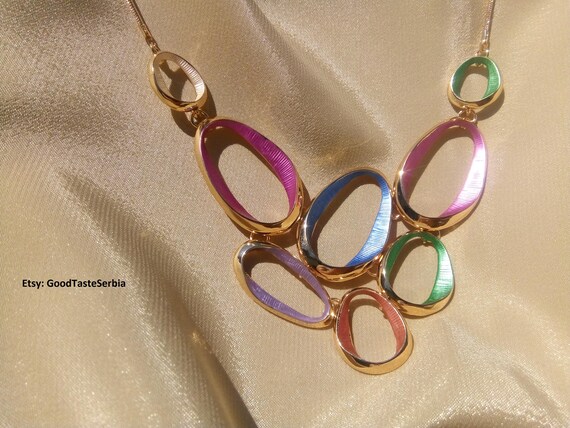 MULTICOLOR STATEMENT NECKLACE, Gradient Necklace … - image 6