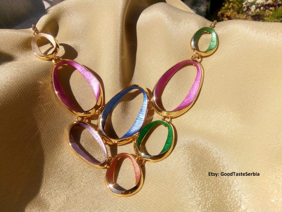 MULTICOLOR STATEMENT NECKLACE, Gradient Necklace … - image 2