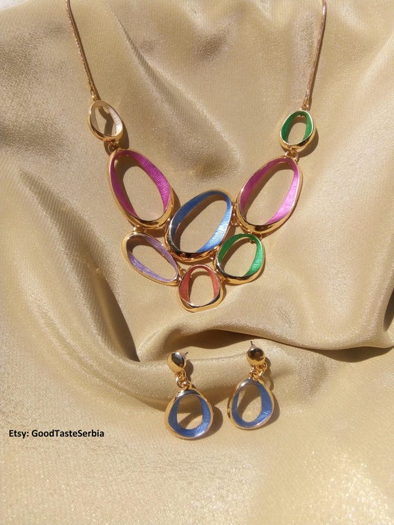 MULTICOLOR STATEMENT NECKLACE, Gradient Necklace … - image 3