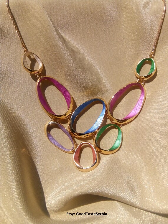 MULTICOLOR STATEMENT NECKLACE, Gradient Necklace … - image 7