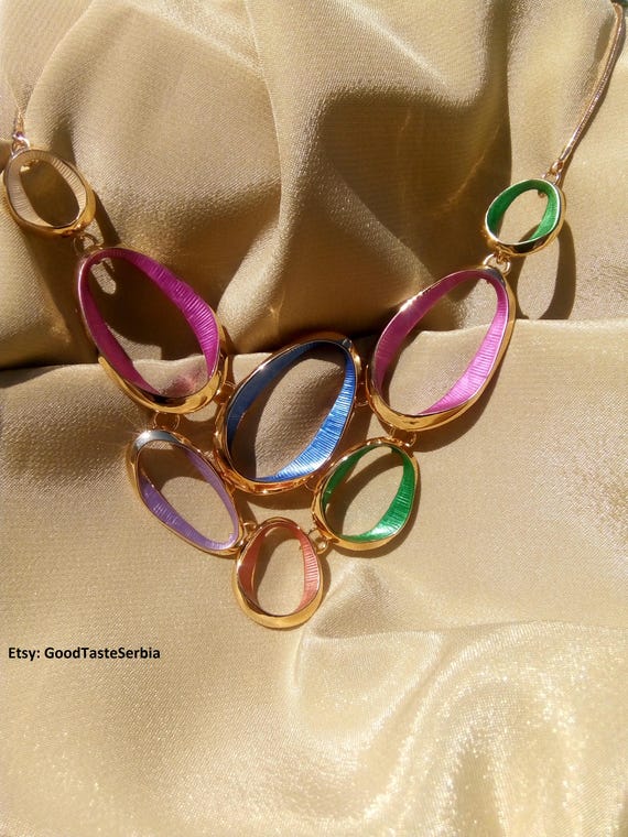 MULTICOLOR STATEMENT NECKLACE, Gradient Necklace … - image 8
