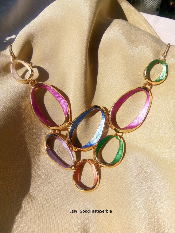 MULTICOLOR STATEMENT NECKLACE, Gradient Necklace … - image 1