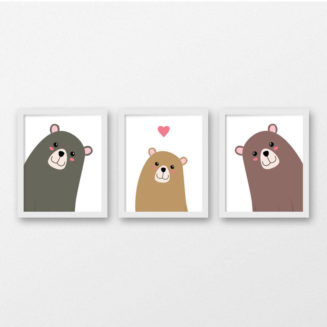 Printable Forest Nursery Art / Set of Three Bear Family Wall Prints ...