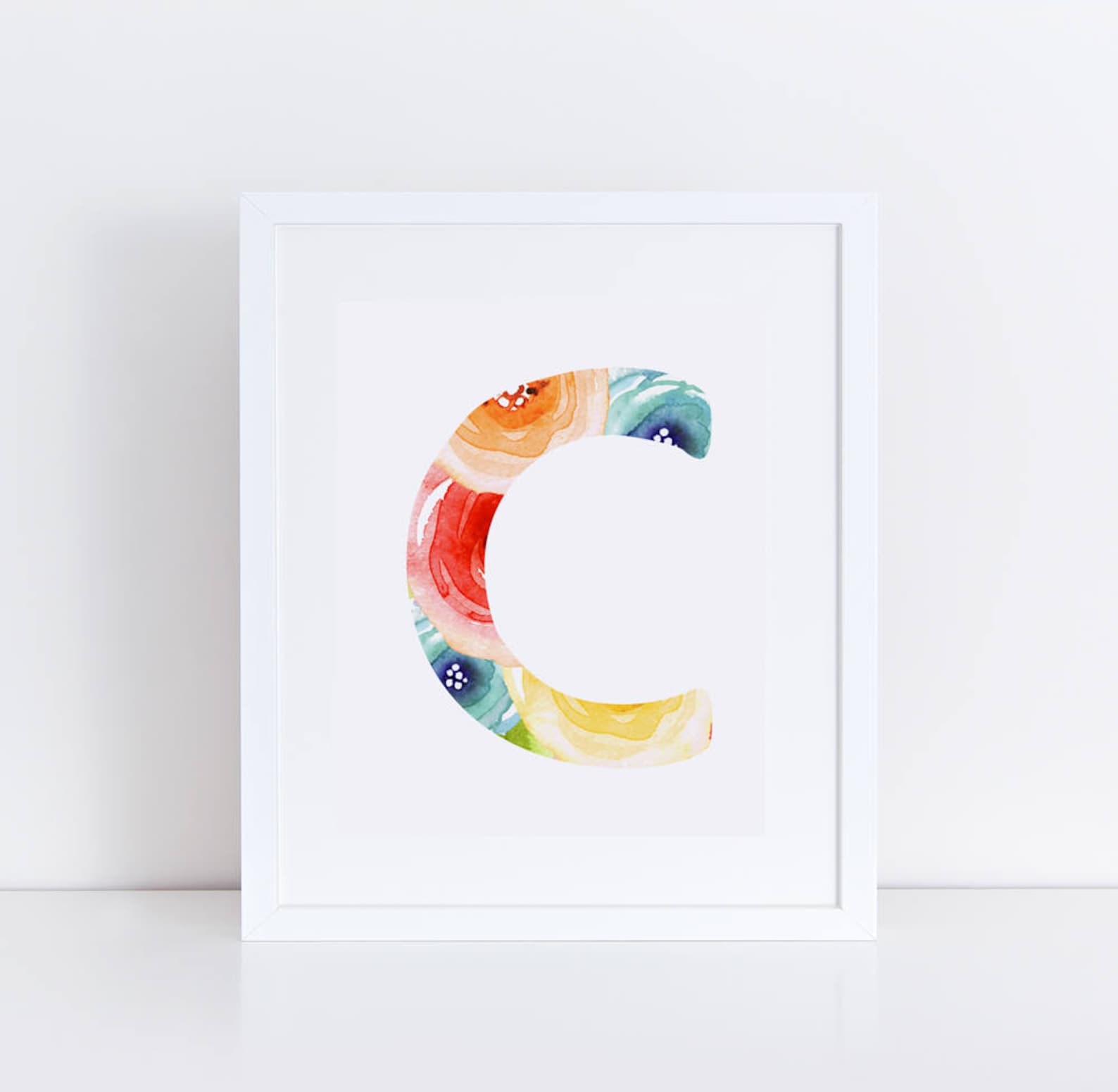 Letter C Monogram Print / Printable Nursery Art / Floral Wreath ...