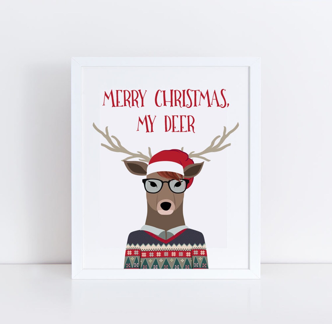 Funny Christmas Printable Wall Art / Christmas Wall Art Print / Deer ...