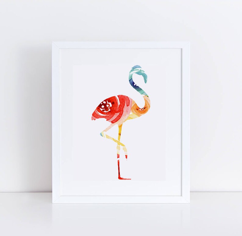 Printable Flamingo Art / Floral Flamingo Print / Nursery - Etsy