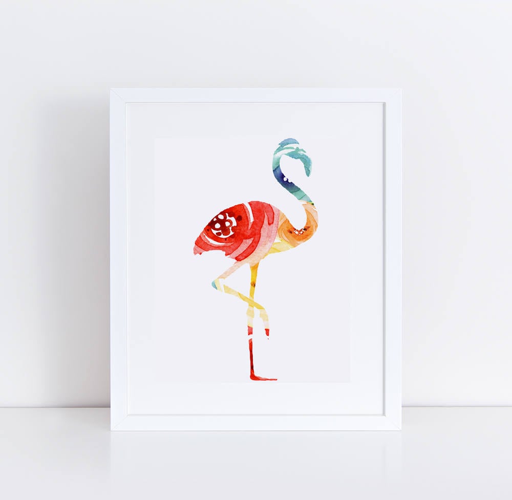 Printable Flamingo Art / Floral Flamingo Print / Nursery - Etsy