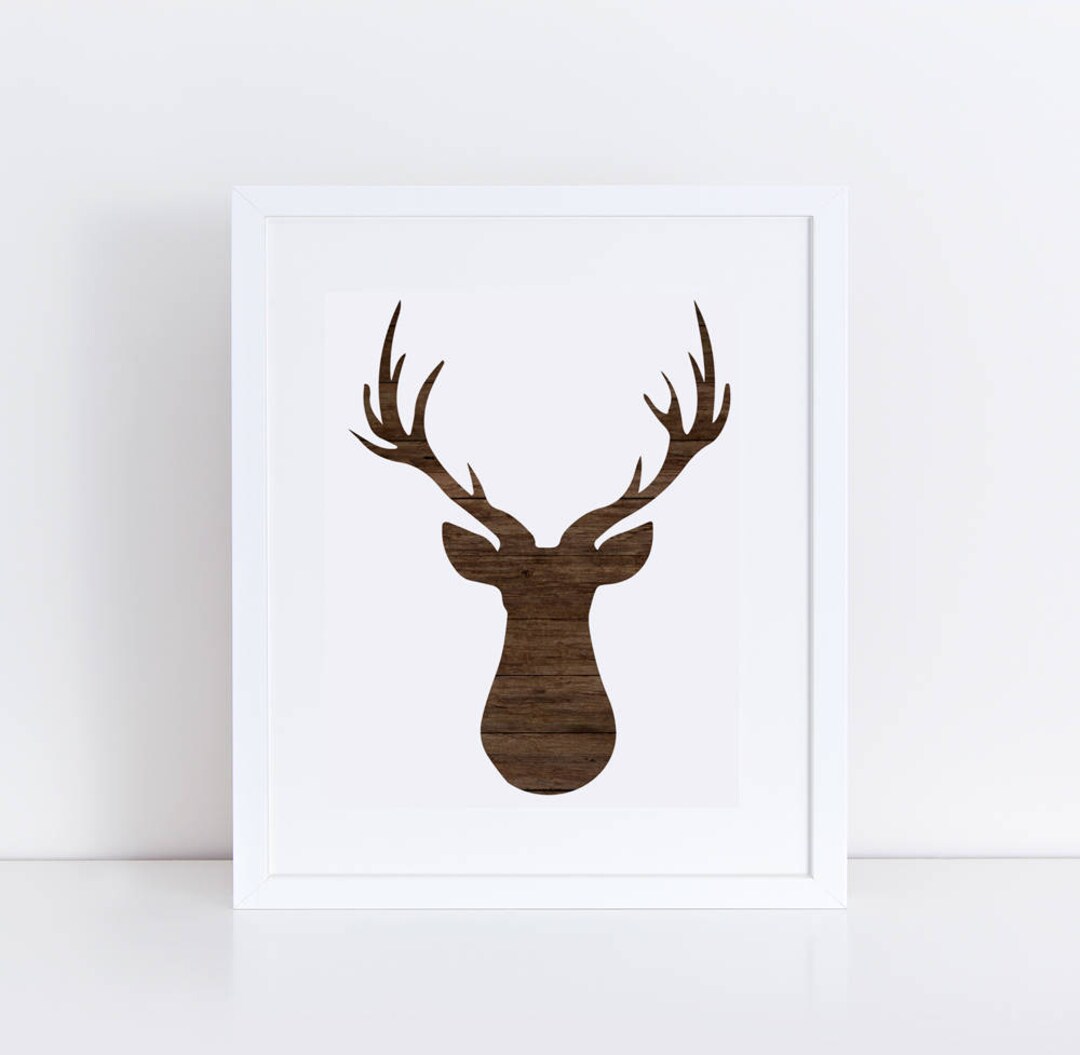 Deer Head Wall Print / Wood Printable Deer Art / Nursery - Etsy