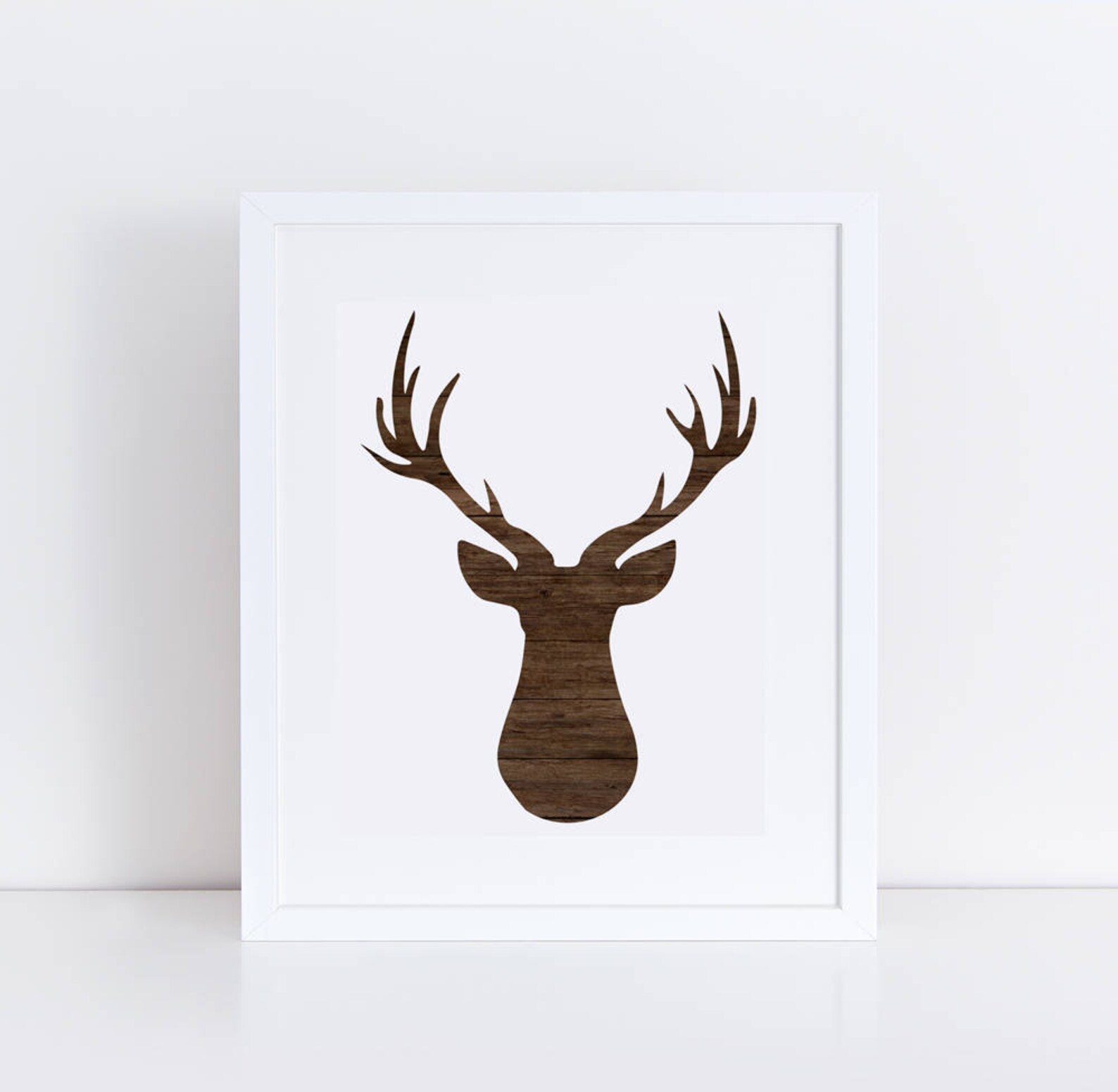 Deer Head Wall Print / Wood Printable Deer Art / Nursery Printable Deer ...