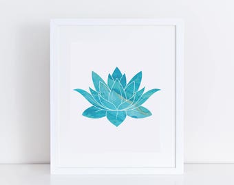 Printable Lotus Art / Water Lily Wall Print / Printable Watercolor ...