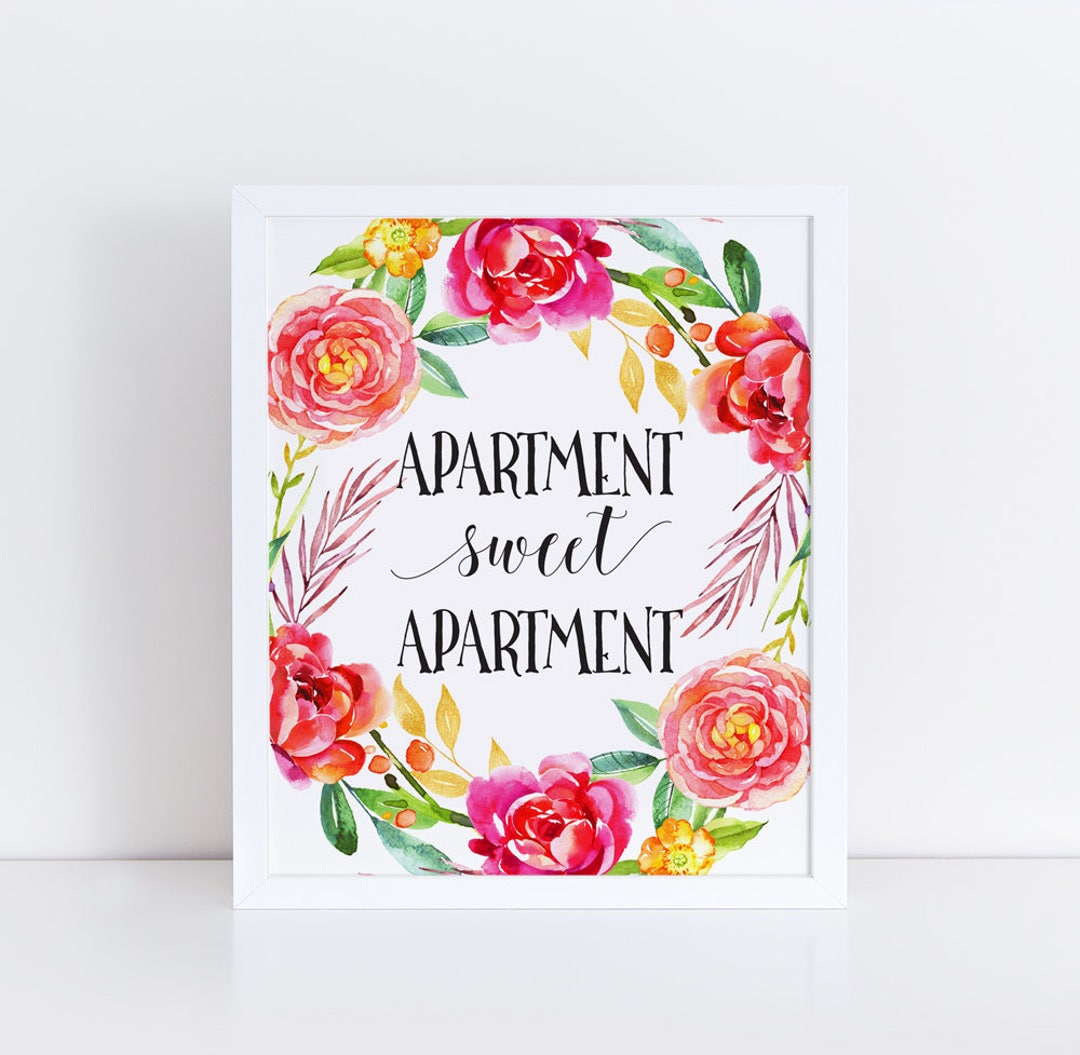 Apartment Sweet Apartment Printable Wall Art / Watercolor Floral Wreath ...