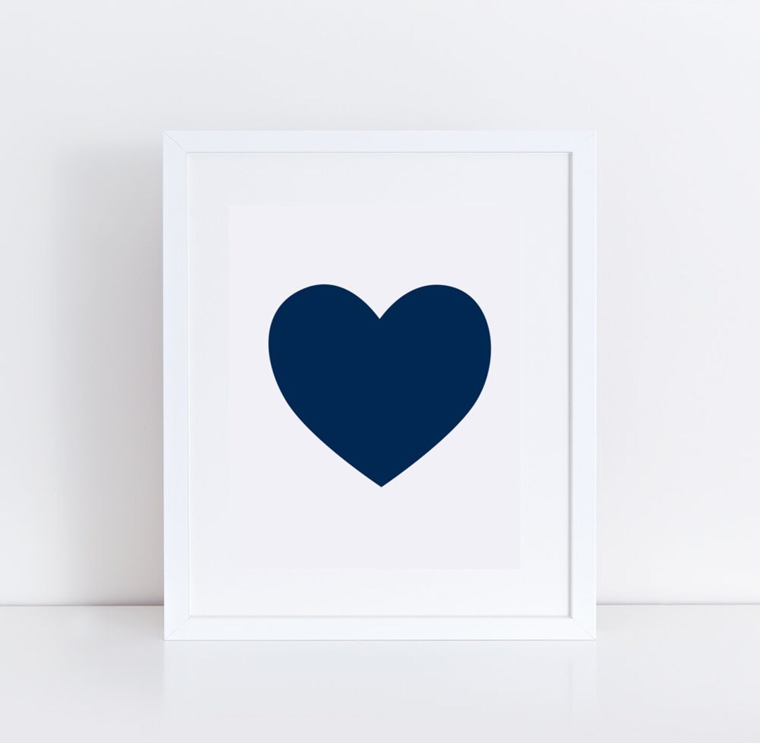Navy Heart Wall Print / Printable Heart Art / Blue Heart / Nursery
