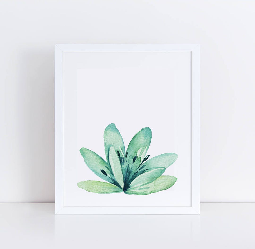 Printable Lotus Art / Water Lily Wall Print / Printable Watercolor ...