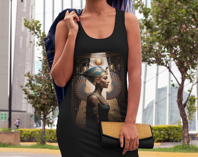 Egyptian Inspired Women's Racerback Dress, Summer Dress, Beachwear, Casual Wear, Unique Graphic Dress, Gift for Her, Festival Fashion