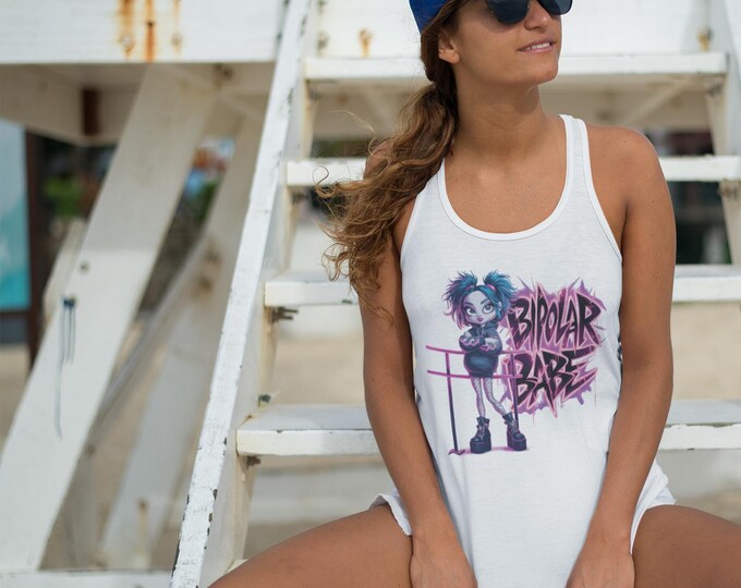 Bipolar Babe Racerback Tank - Empowering Fitness Top for Active Women, Workout Apparel, Casual Wear, Gift for Her, Self-Love