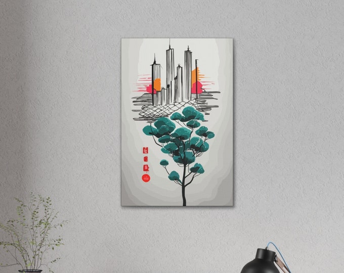 Minimalist Sumie Art Canvas, Japanese Ink Painting, Modern Wall Decor, Minimalist Artwork, Contemporary Home Decor