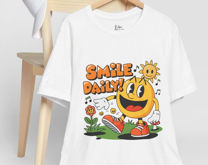 Smile Daily Unisex Tee, Cute Graphic Shirt, Happy Vibe T-Shirt, Gift for Friends, Summer Fun Top, Positive Vibes Apparel