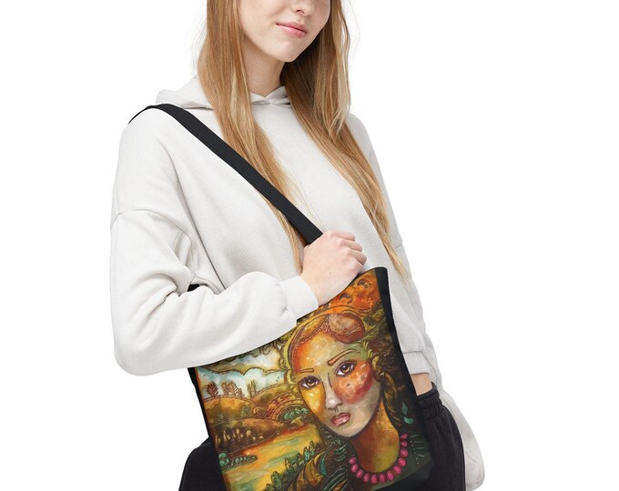Grunge Abstract of a Woman Tote Bag, AOP Tote,Artistic Tote Bag,Reusable Shopping Bag,Unique Tote,Gift For Her