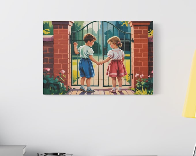 Charming Kids Canvas Art, Children's Wall Décor, Playroom Prints, Friendship Theme, Gifts for Kids, Nursery Artwork, Heartwarming Decor