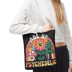 Psychedelic Tote Bag, Groovy Bag, Eco-Friendly Shopping Bag, Festival Essentials, Boho Style, Age of Psychedelic