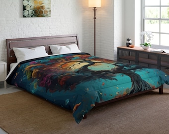 Stunning Tree of Life Comforter, Bohemian Bedspread, Nature Theme Quilt, Botanical Design, Gift for Her, Twin/Full/Queen/King Size