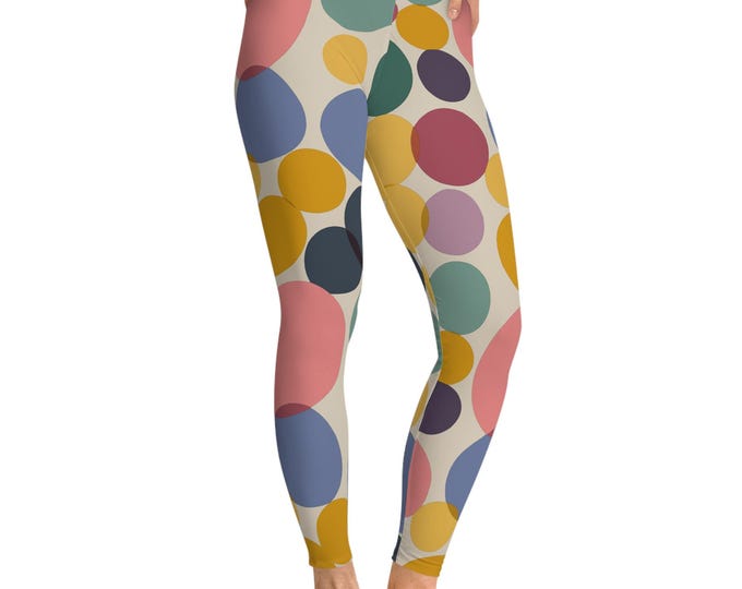 Colorful Polka Dot Leggings, Comfortable Stretchy Tights for Yoga, Workout, Casual Wear, Gifts for Her, Trendy Loungewear