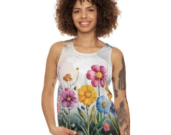 Floral Garden Tank Top: Recycled Polyester Summer Wear