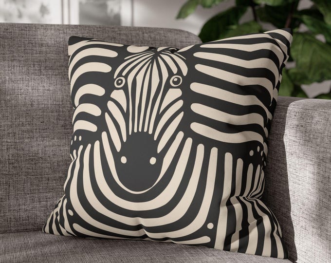 Zebra Print Faux Suede Decorative Pillowcase | Stylish Home Accent, Gift for Animal Lovers, Modern Decor, Boho Chic, Couch Cushion
