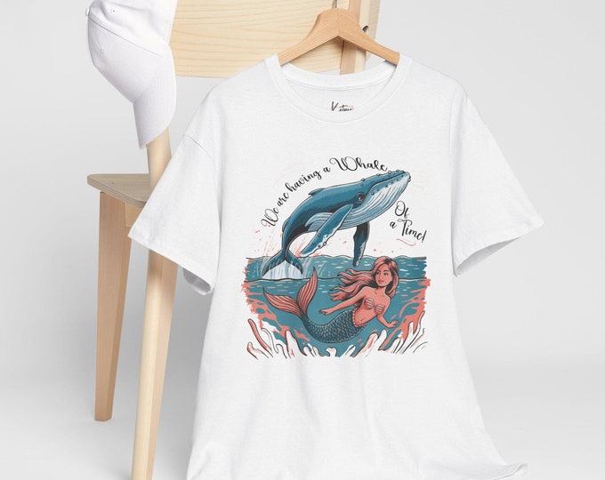 We are having a whale of a time Unisex Heavy Cotton Tee, cute tee for her or him
