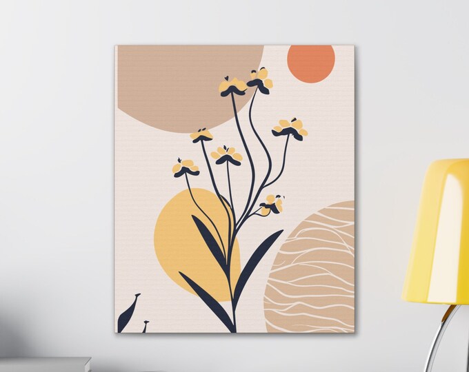Abstract Flower Design on Canvas - Contemporary Wall Art, Unique Home Decor, Perfect Gift Idea