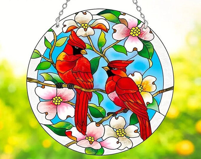 Cardinal Suncatcher - Acrylic Window Hanging, Bird Lover Gift