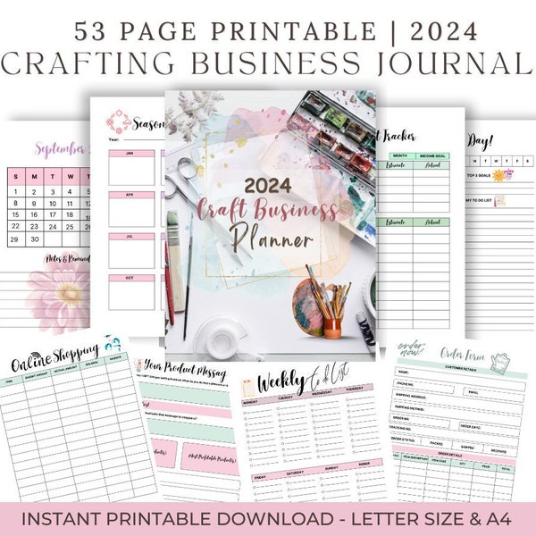 2024 Crafting Business Planner, 53 Page Organizer, Handmade Business Tracker, Craft Planner, Creative Entrepreneur Gift