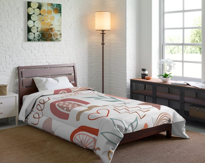 Geometric Scribble Comforter - Abstract Pattern Bedding Set, Cozy Blanket, Home Decor Gift, Bedroom Accessories, Modern Duvet Cover,