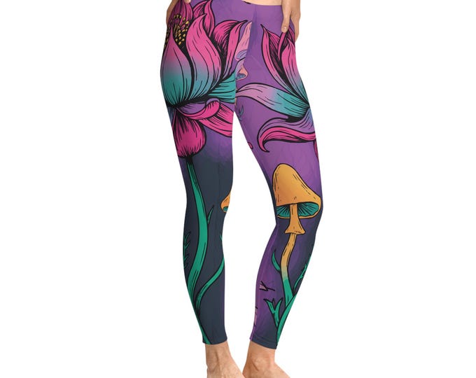 Bohemian Floral Yoga Leggings, Vibrant Leggings for Women, Stretchy Athletic Wear, Workout Pants, Spiritual Fitness Leggings, Gift for Her