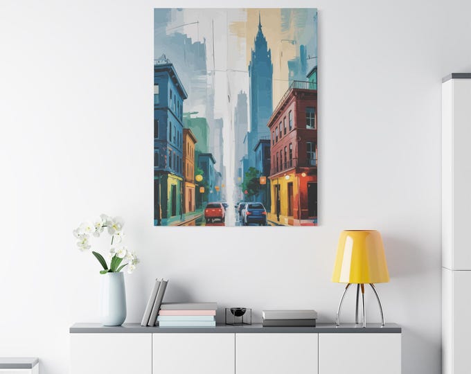 Urban Landscape Art Canvas, Wall Decor, City Painting, Home Decor, Gift for Art Lovers, Modern Art