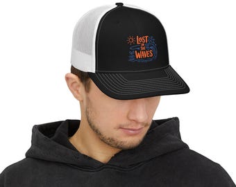 Ocean Breeze Snapback Cap, Beach Lover Hat, Embroidered Baseball Cap, Summer Vacation Headwear, Lost in the Waves Trucker Cap